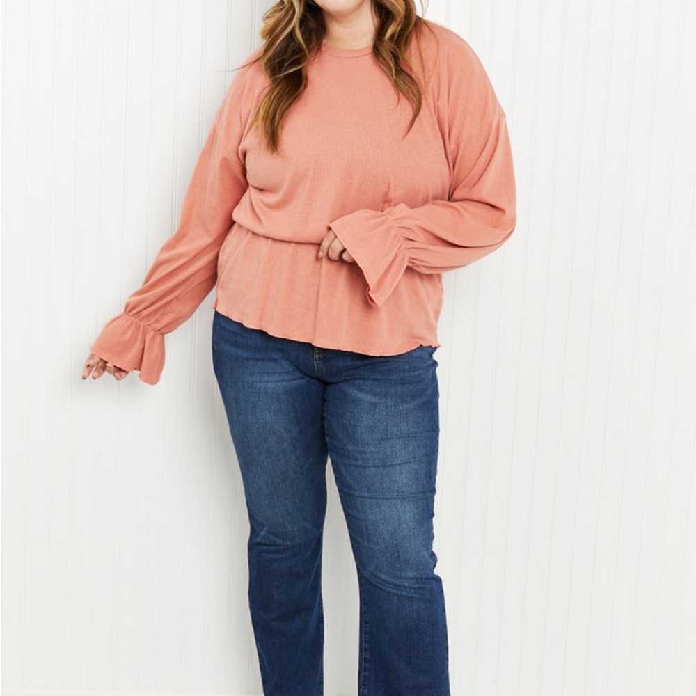 NWOT Acting Pro Slightly Ribbed Peplum Blouse - Picture 6 of 10